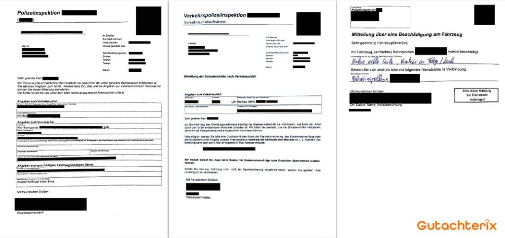 Kfz-Unfall Polizeibrief bekommen.