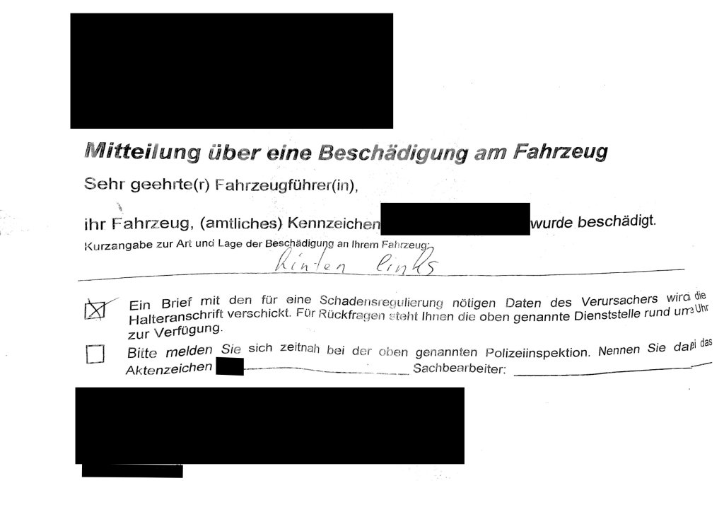 Polizeimitteilung Windschutzscheibe.