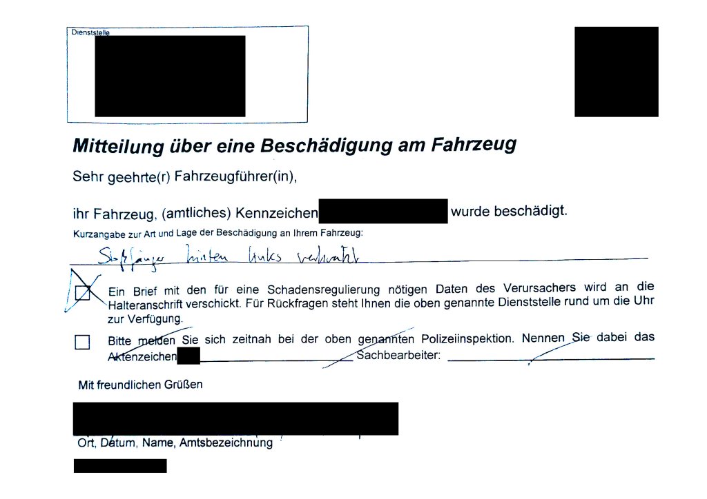 Windschutzscheiben Zettel Polizei.
